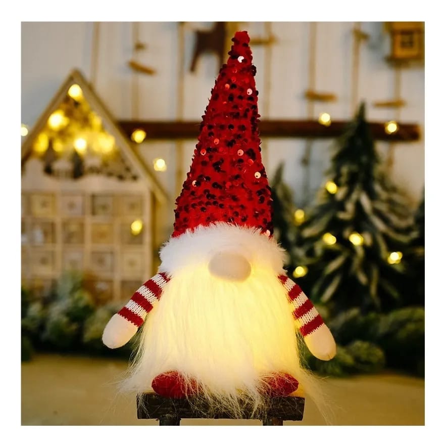 Gnomo Navideño Blanco con Luz (1 unidad)