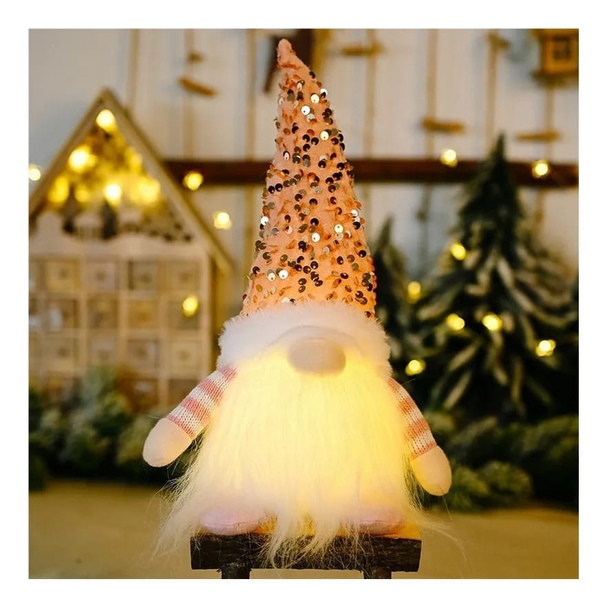 Gnomo Navideño Blanco con Luz (1 unidad)