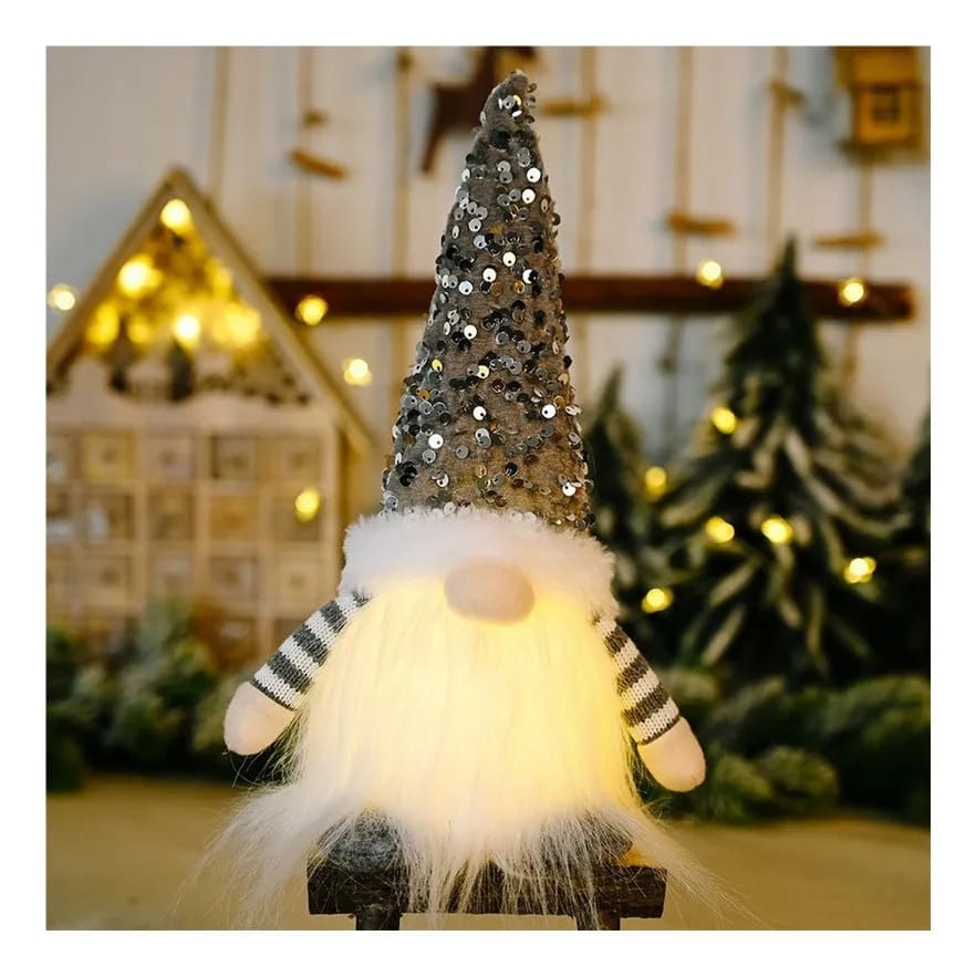 Gnomo Navideño Blanco con Luz (1 unidad)