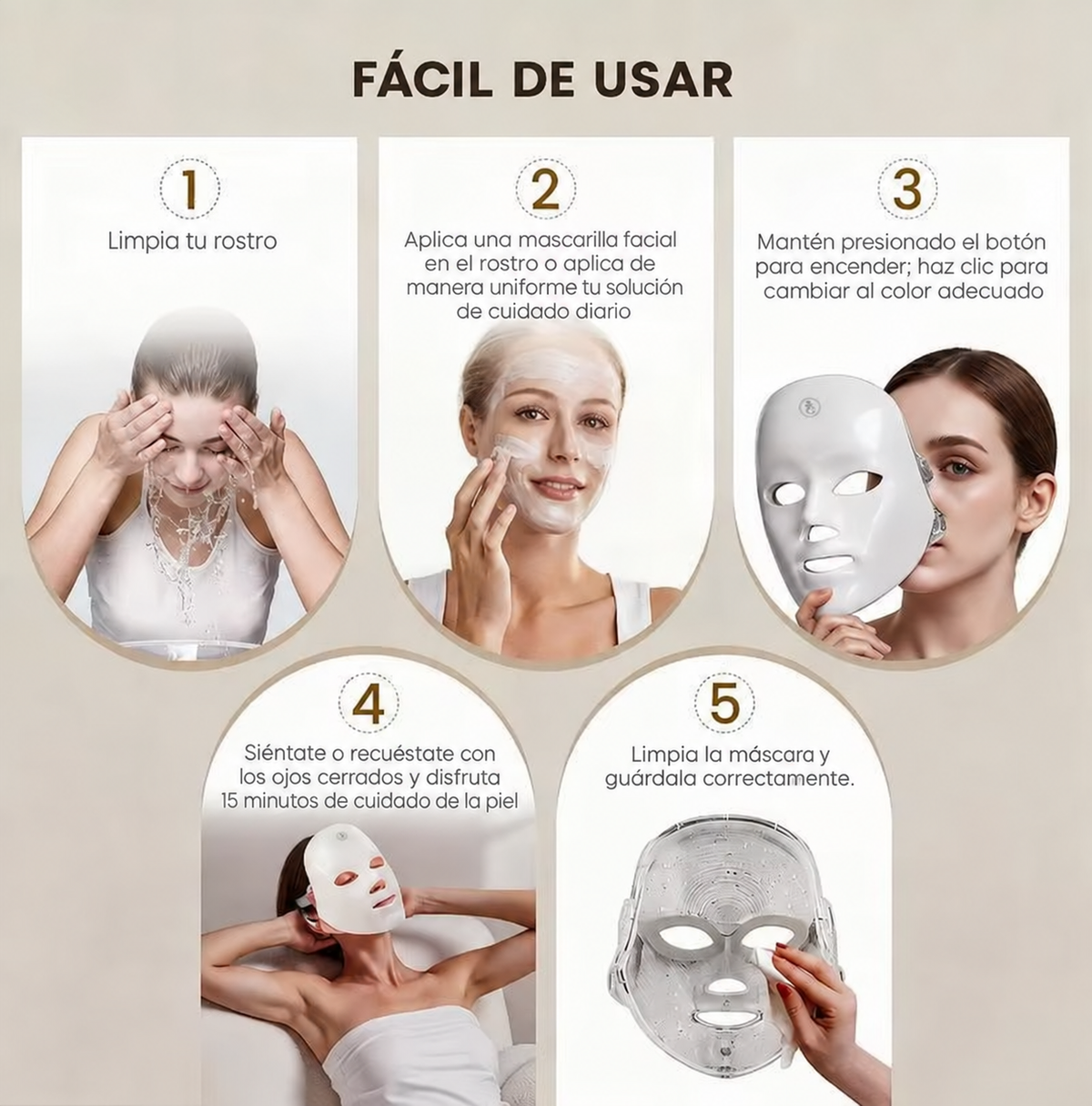 Máscara Facial LED de 7 Colores